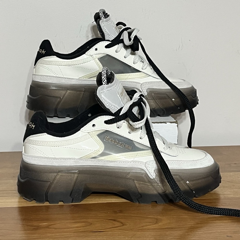 Reebok Cardi B X Club C Shoes Womens Size 5 Chalk White Black‎ Birthday Release